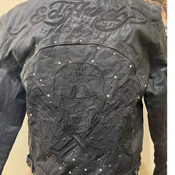 VINTAGE Ed Hardy Leather cropped leather jacket NWT - Picture 5 of 7